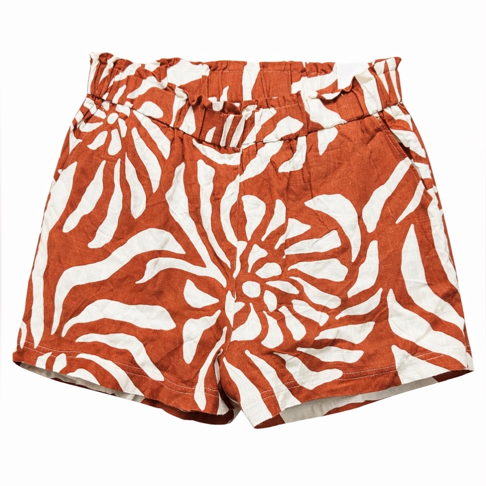 NWT Women’s Large | Haver + Blair | Orange Tribal Print Linen Shorts